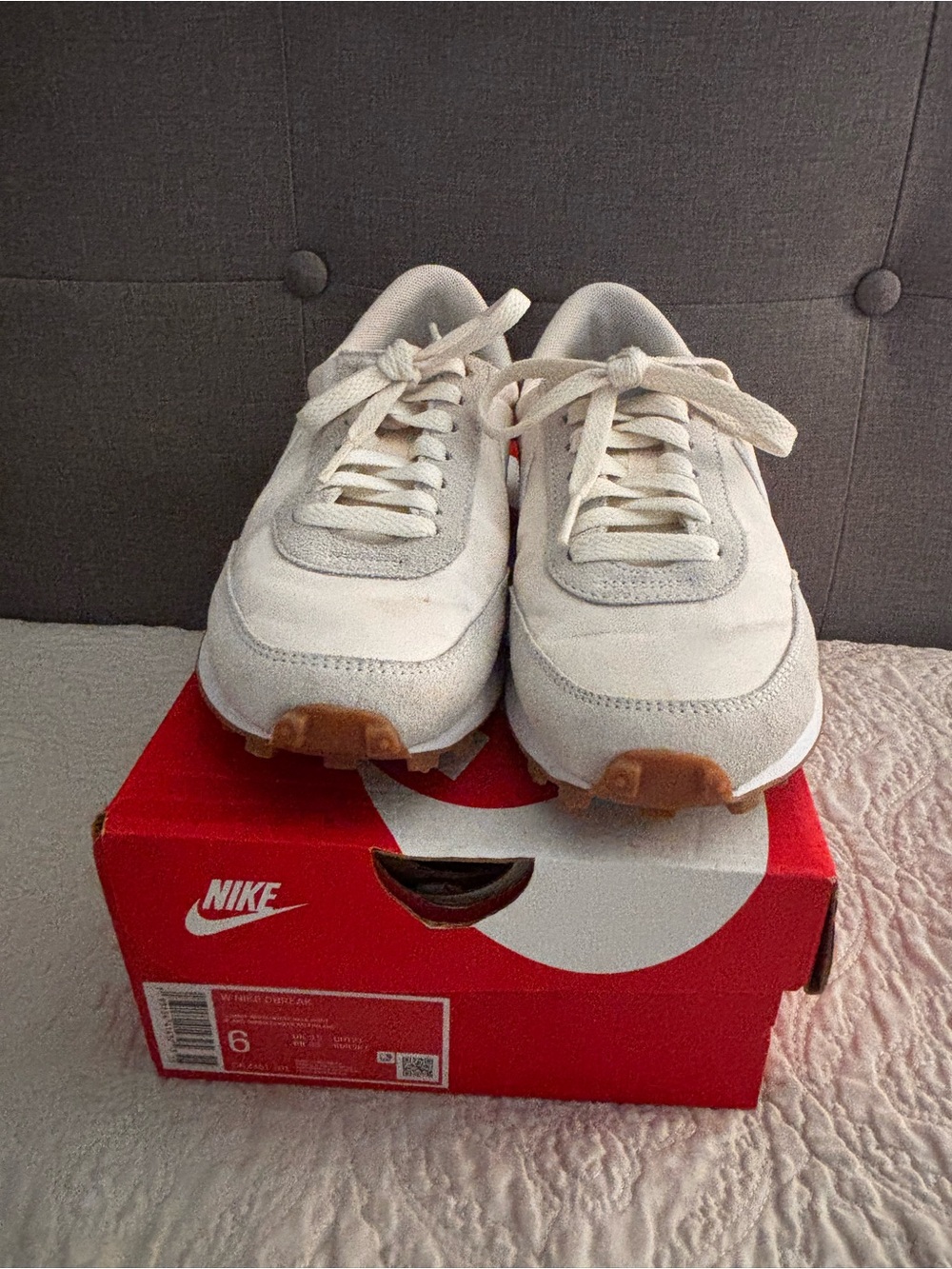 Nike Kids White and Gum Accent Retro Runner Sneakers